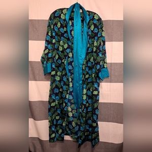Vintage Victoria's Secret Gold Label Teal and Green Robe